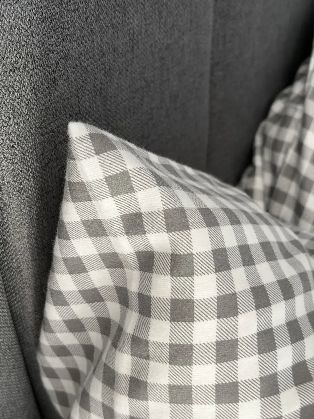 Gray Plaid Cotton Flannel Duvet Cover Set — photo 4