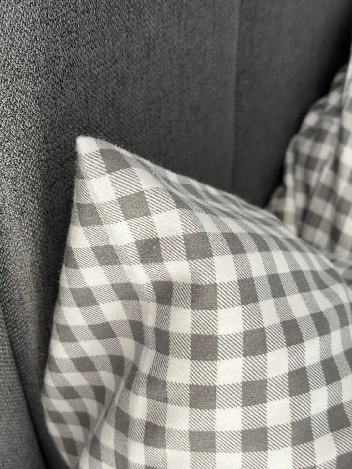 Gray Plaid Cotton Flannel Duvet Cover Set — photo 4