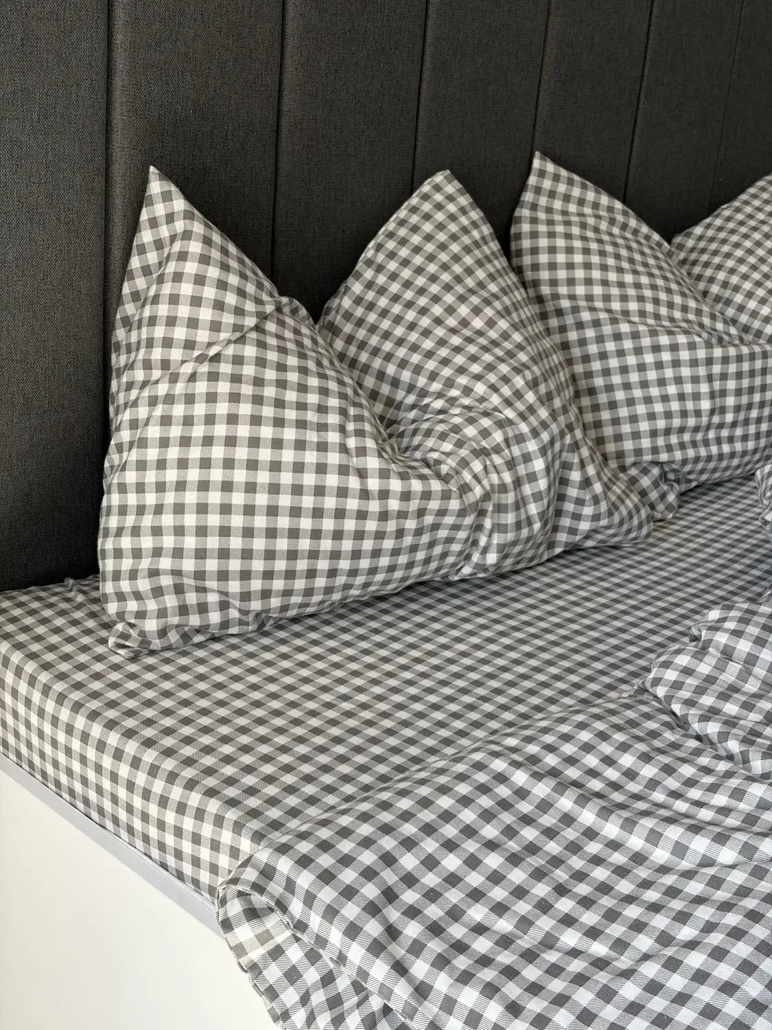 Gray Plaid Cotton Flannel Duvet Cover Set — photo 5