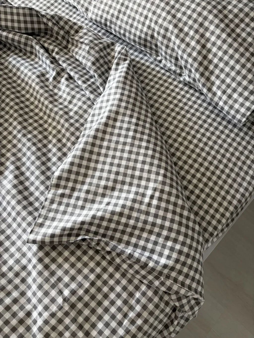 Gray Plaid Cotton Flannel Duvet Cover Set — photo 8