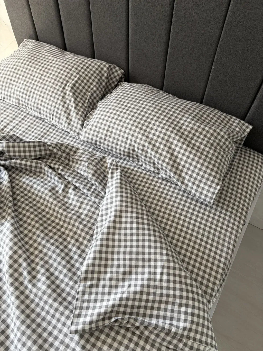 Gray Plaid Cotton Flannel Duvet Cover Set — photo 9