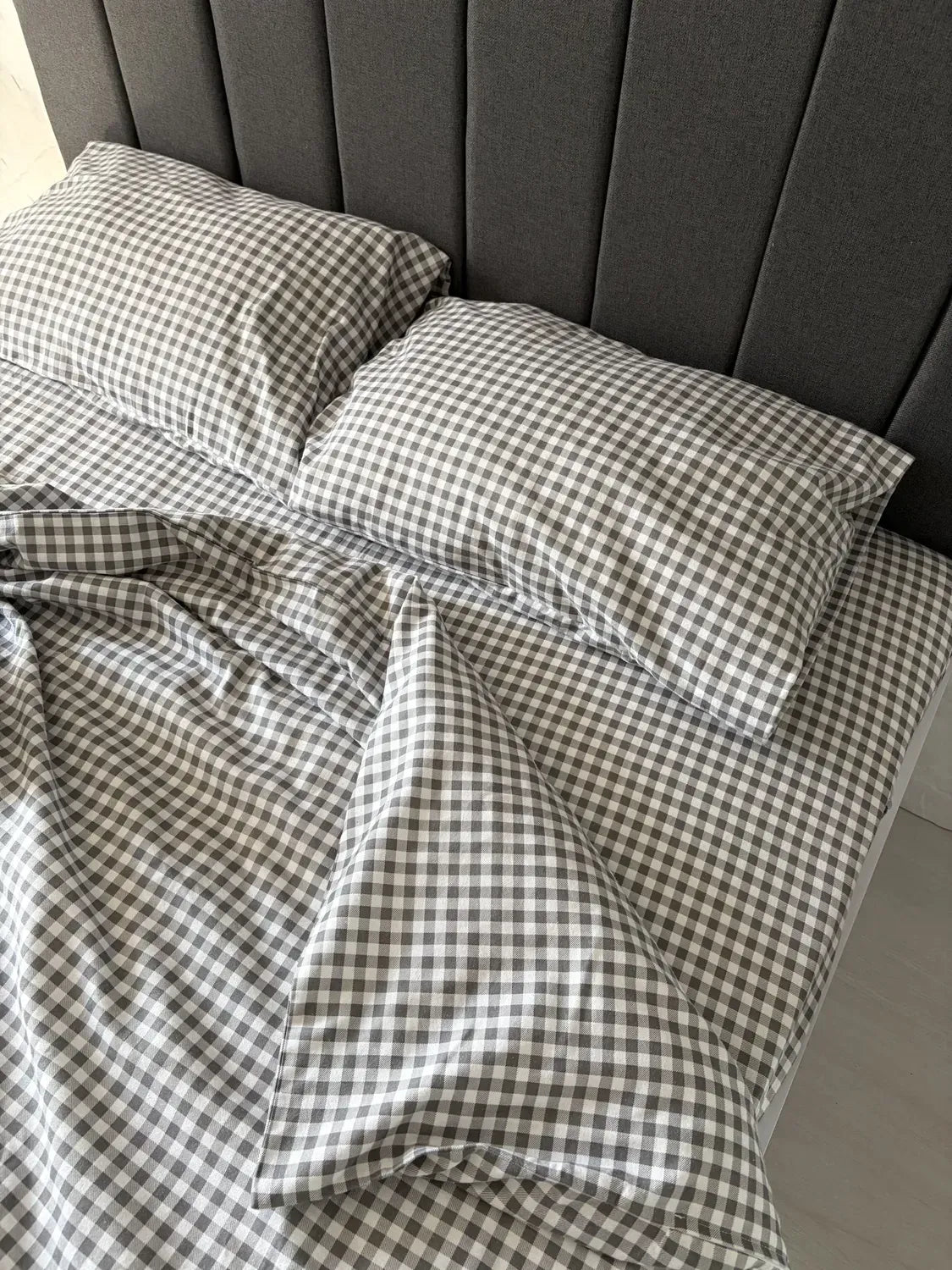 Gray Plaid Cotton Flannel Duvet Cover Set — photo 10