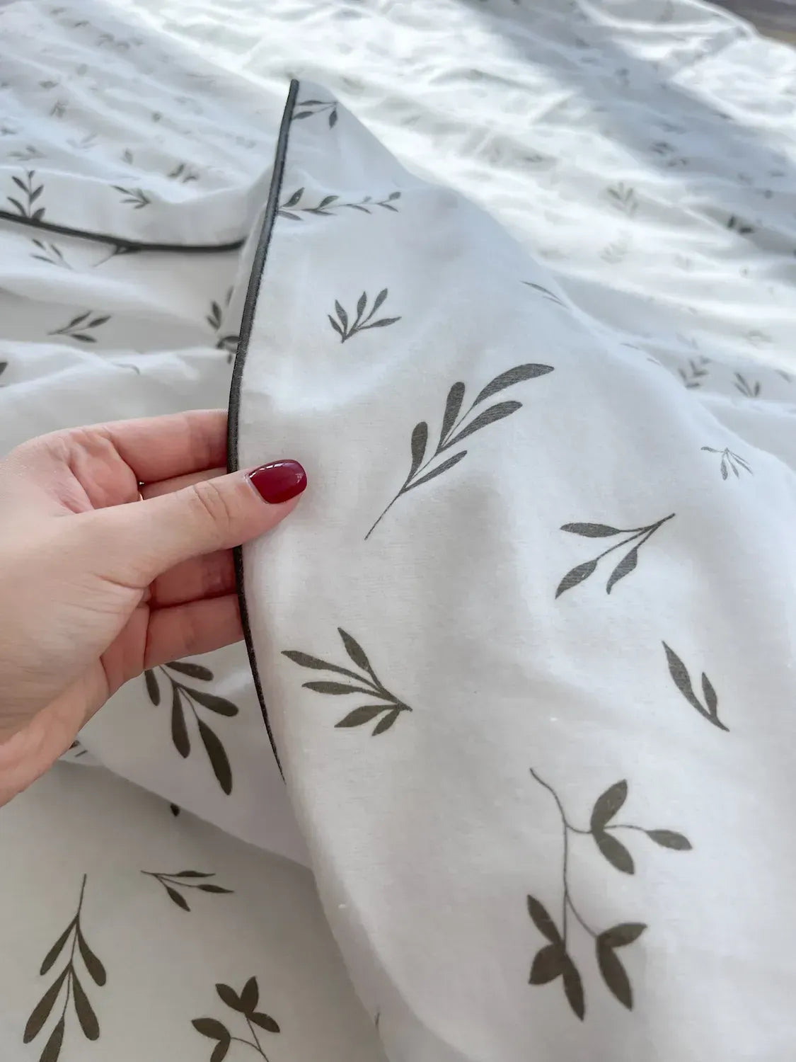 Ivory Olive Branch Cotton Flannel Bedding — photo 4