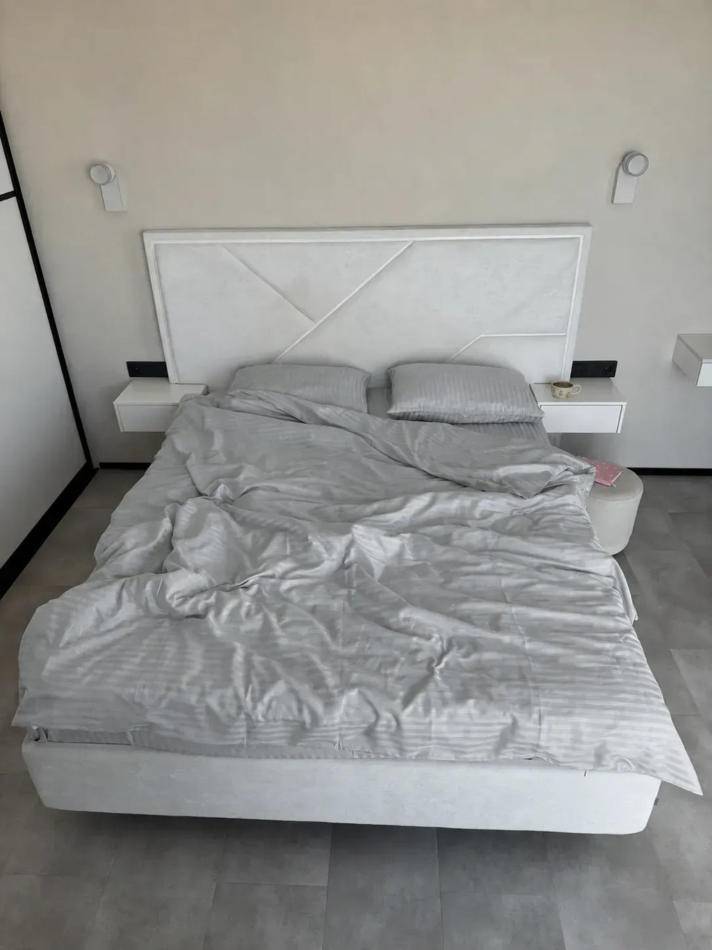 Light Gray Cotton Stripe Sateen Duvet Cover Set — photo 2