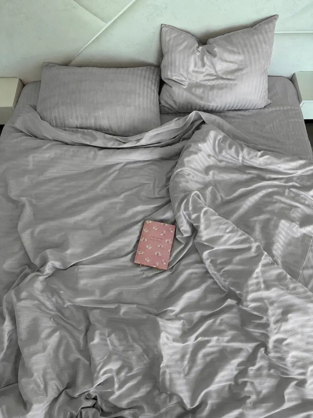 Light Gray Cotton Stripe Sateen Duvet Cover Set — photo 4