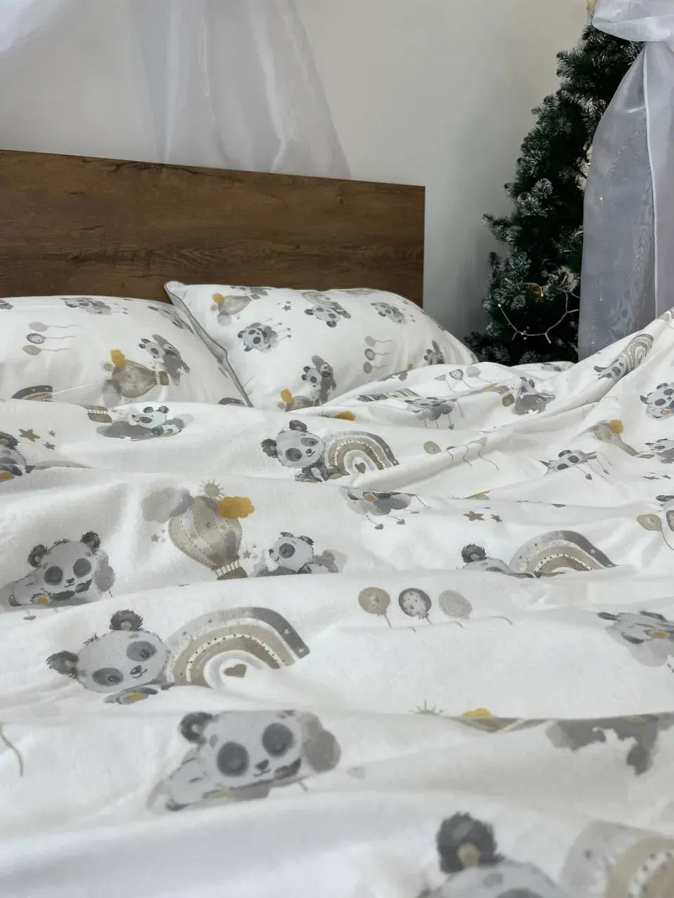 Panda Print Cotton Flannel Duvet Cover Set — photo 3