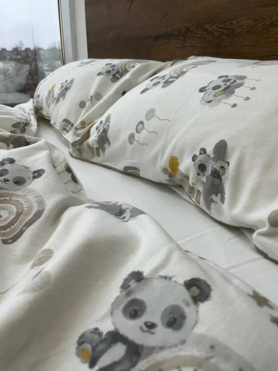 Panda Print Cotton Flannel Duvet Cover Set — photo 6