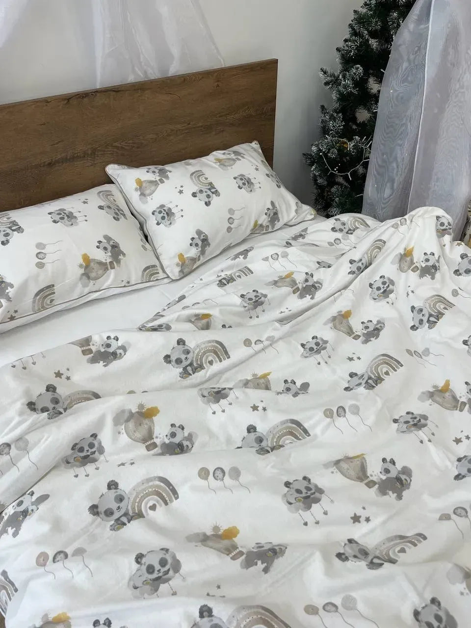 Panda Print Cotton Flannel Duvet Cover Set — photo 8