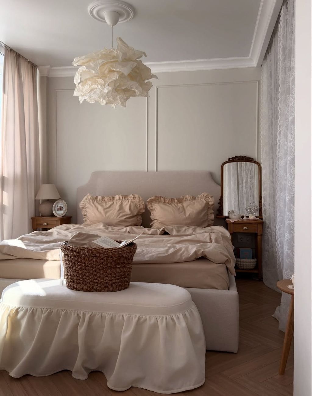 Beige Ruffle Bedding Set
