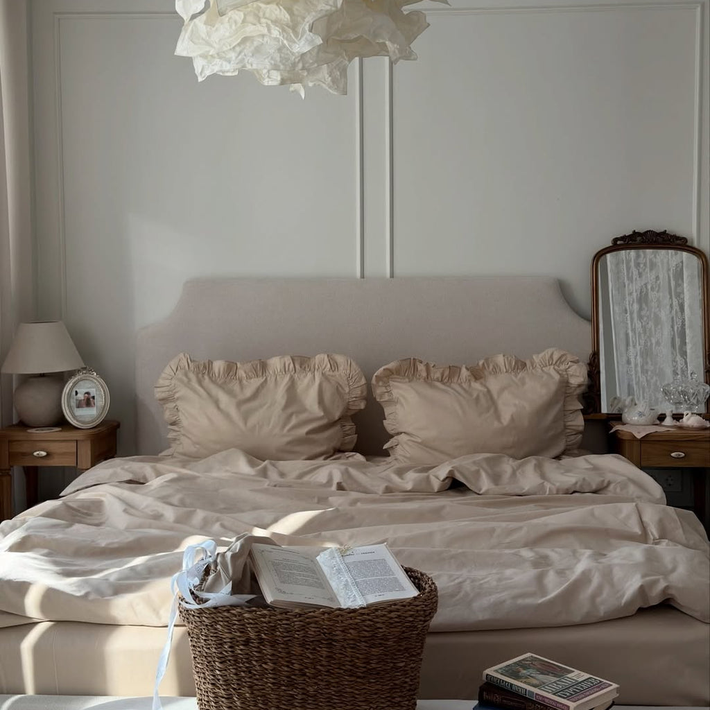 Beige Ruffle Bedding Set