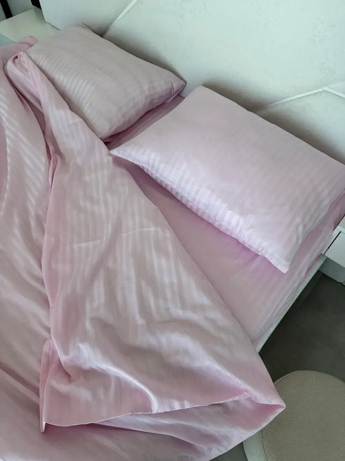 Blush Cotton Stripe Sateen Duvet Cover Set — photo 2