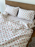Red & Gray Hearts Cotton Flannel Duvet Cover Set — photo 1