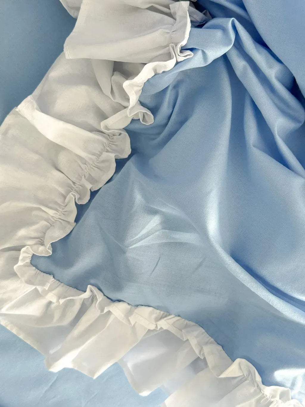 Sky Blue & White Ranforce Cotton Ruffle Duvet Cover Set — photo 10