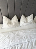 White Cotton Flannel Duvet Cover Set with Black Trim — photo 1